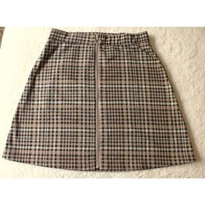 Brown Plaid Mini Skirt- Small